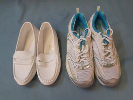 2 PAAR LAUFSCHUHE UND HALBSCHUHE GRÖSSE 39 WEISS  NEU