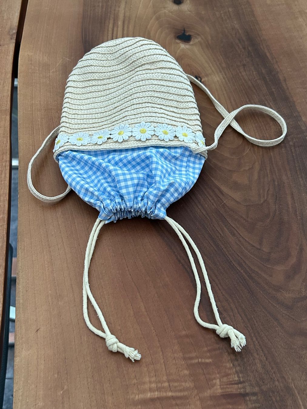 Sacs & sacs à dos: Kinder Handtasche Stroh mit Blumenmuster blau kariert – D'occasion à Schötz par chousan 2