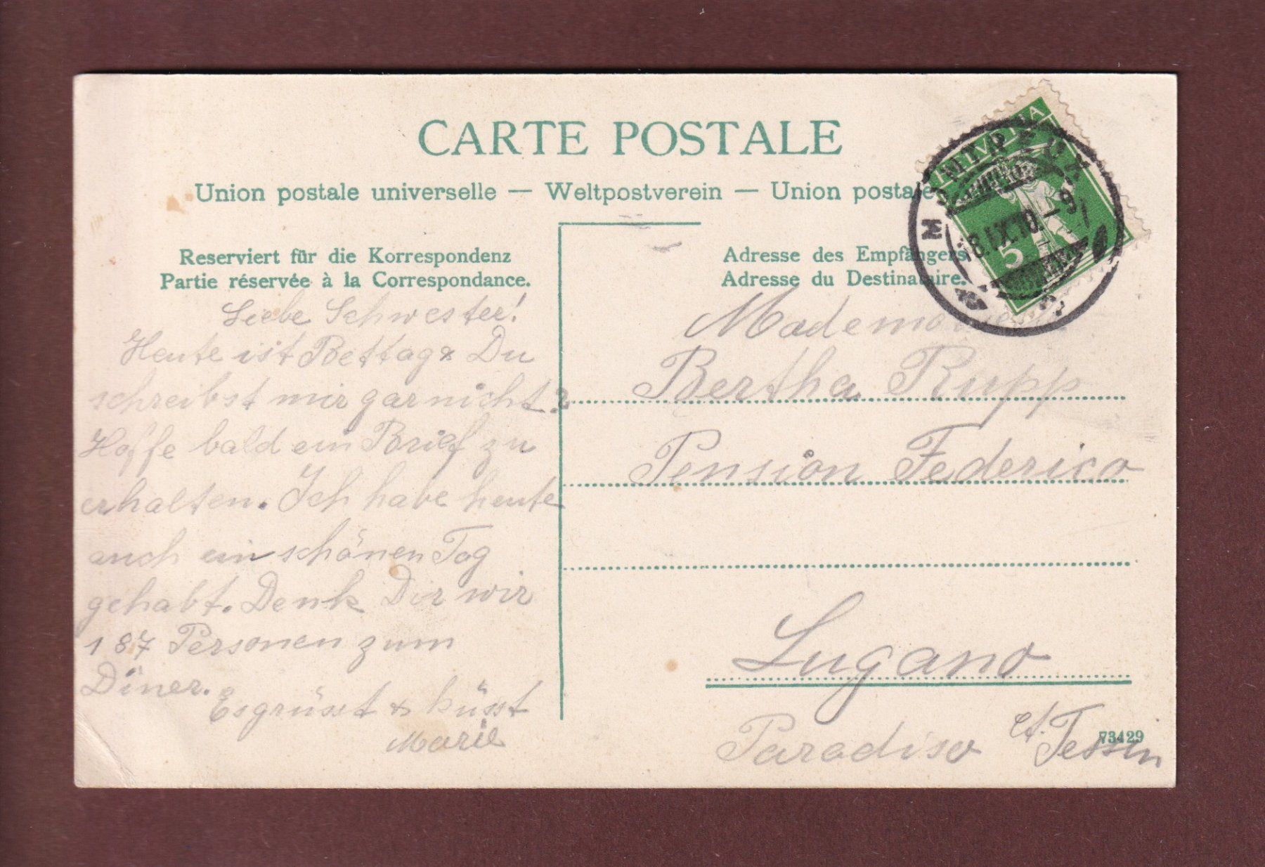 Cartoline postali: MONTREUX - Jardin - 1910 // pli d'angle // – Usato da Pully venduto da nicecards 1