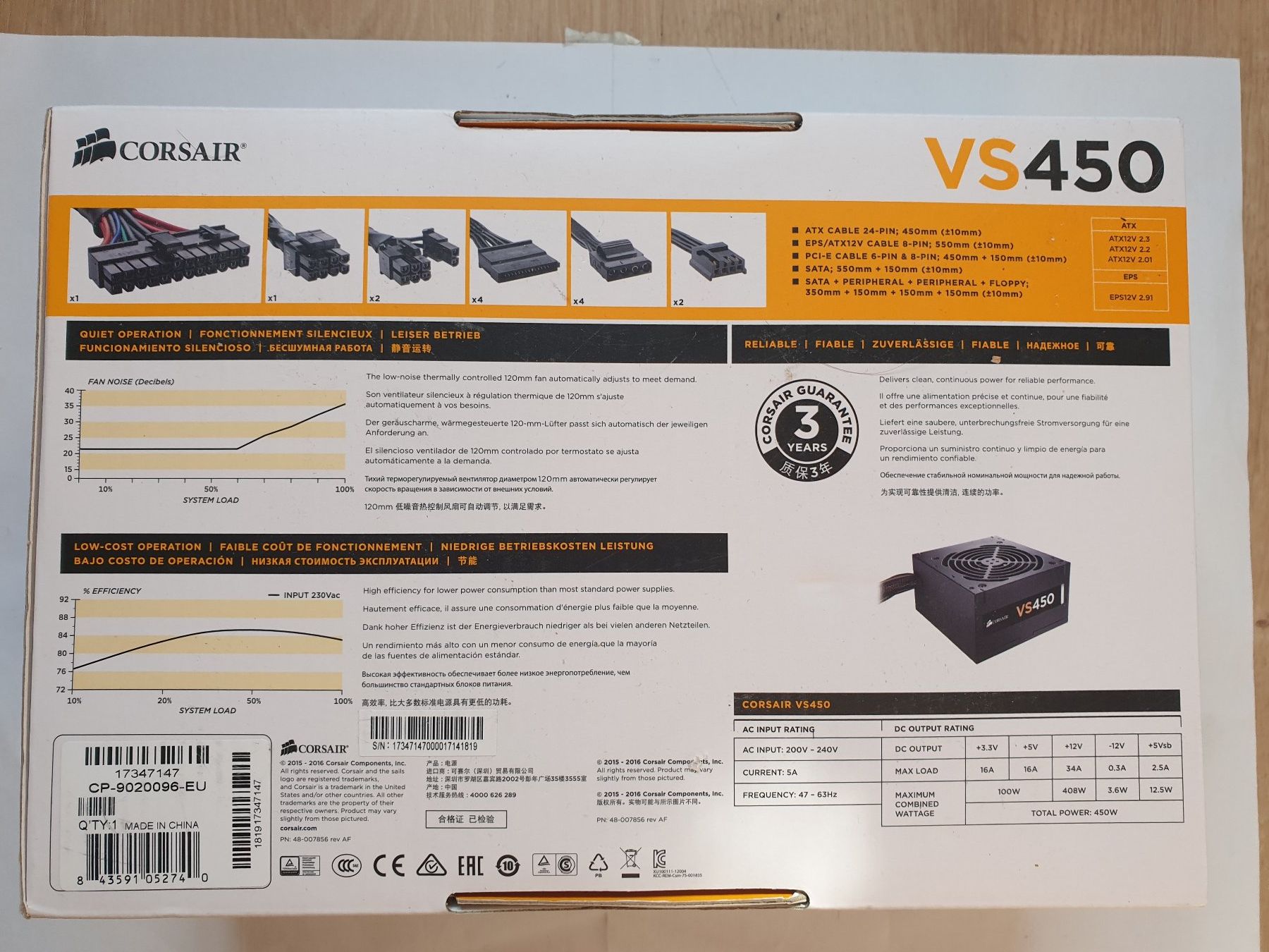 Corsair Componenti elettronici: Alimentation PC Corsair VS 450 Neuf – Nuovo e nell'imballaggio originale da Moudon venduto da Amaroli7 1