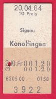 KARTON BILLETT, SIGNAU - KONOLFINGEN, 2.KLASSE,EINFACH,HALBT