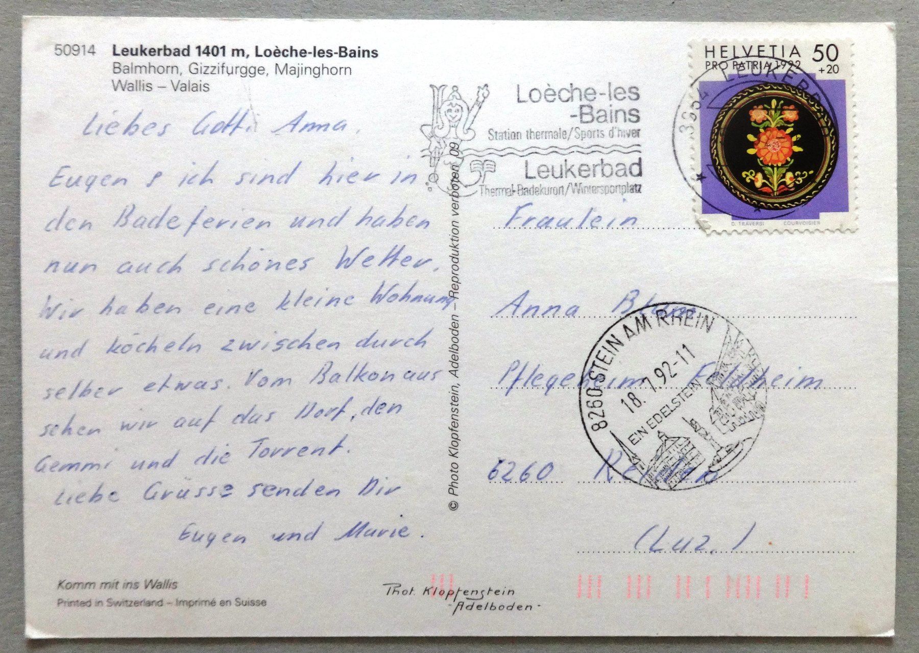 Cartoline postali: Leukerbad 1401 m, Loèche les Bains – Usato da Fétigny venduto da Billy2miny 1