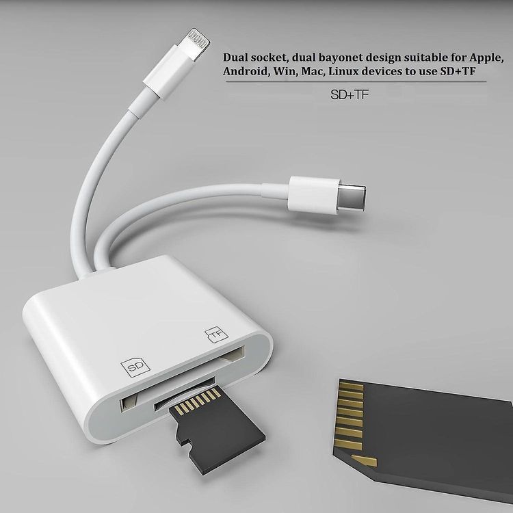 3-in-1 Kartenleser Mit Lightning/USB-C - Für CF/SD/TF Karten