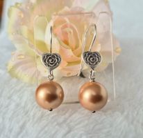Ohrhänger Herz Silber 925 Perle gold NEU