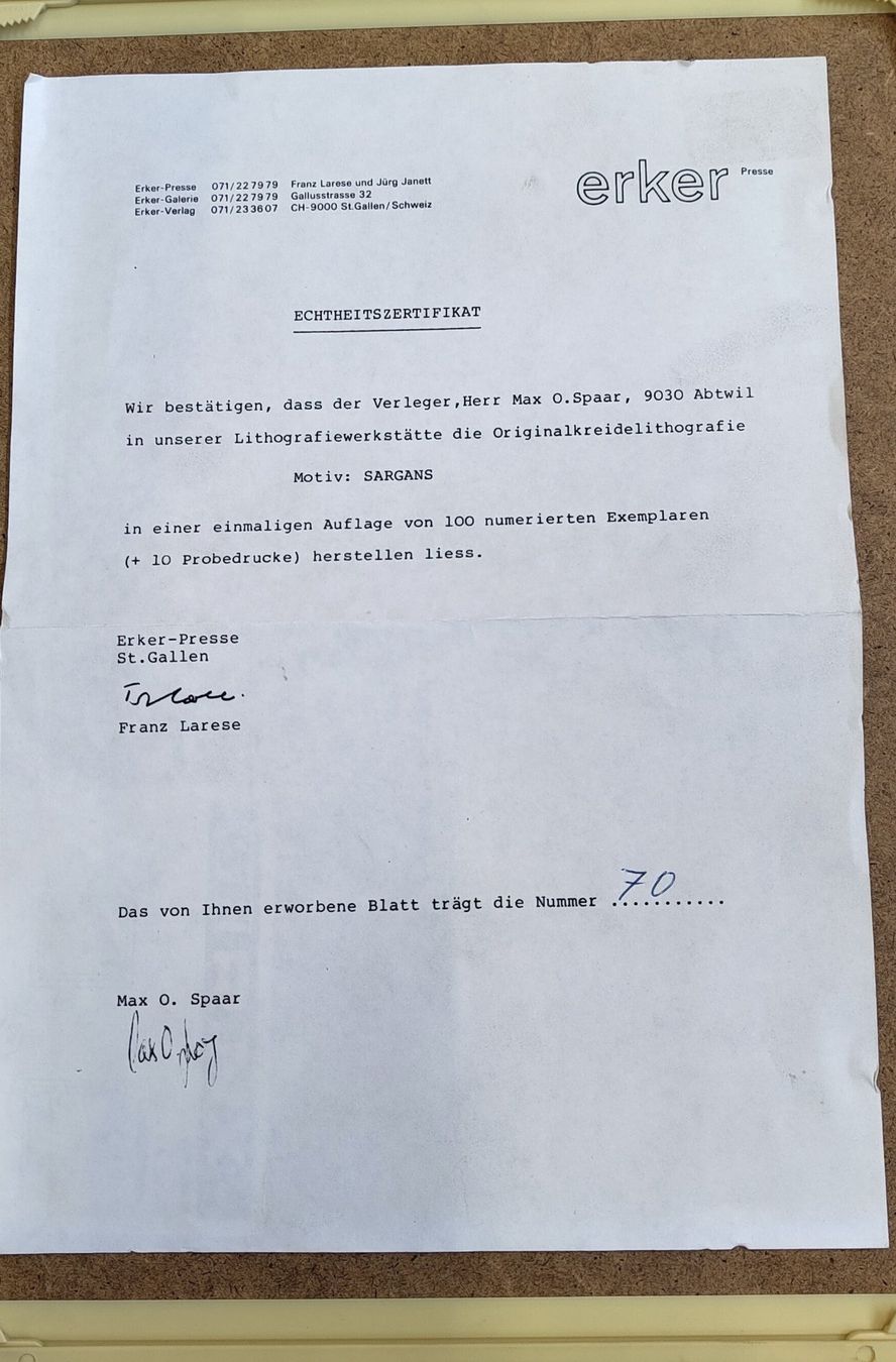 Incisioni: Original Stich Sargans von H.R. Schmid – Usato da oberönz venduto da reg65 2