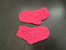 Handgestrickte Kindersocken Fusslänge 12 cm Gr.20/21 Rosa