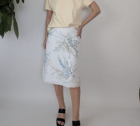 Sommerlicher Leinenrock von LOOK, Gr. 40, Blumenmuster