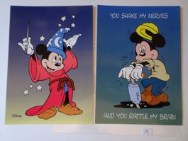 2 Disney Postkarten, Mickey Mouse, Top Zustand, Retro