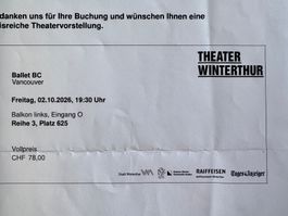 Ticket Ballet BC Vancouver in Winterthur, 2. Oktober, 19:3
