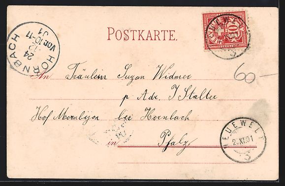 Cartoline postali: Litho Basel, Münster, Rheinbrücke, Blu – Usato da Berlin venduto da bartko-reher 1