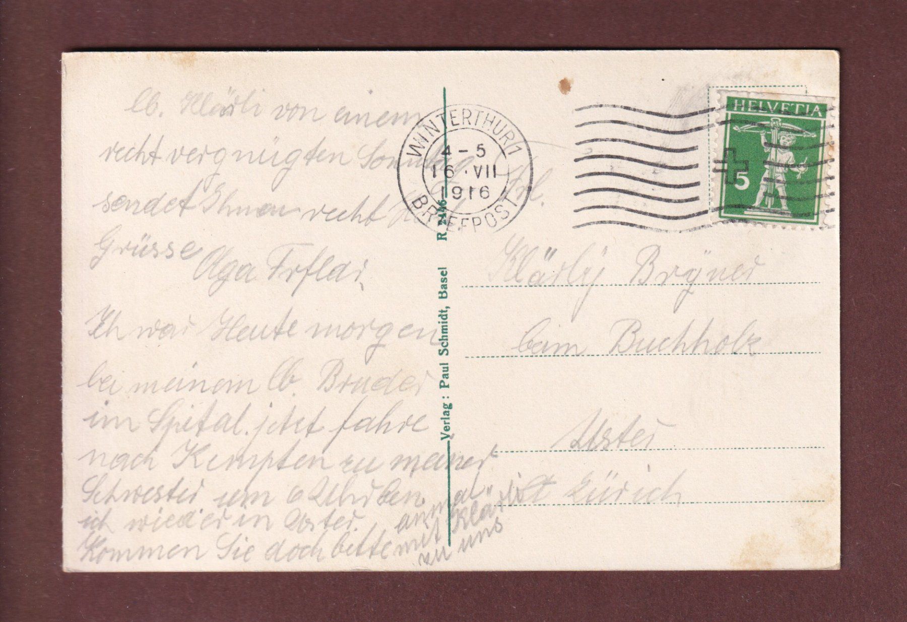 Cartes postales: WINTERTHUR - Technikum - 1916 – D'occasion à Pully par nicecards-shop 1