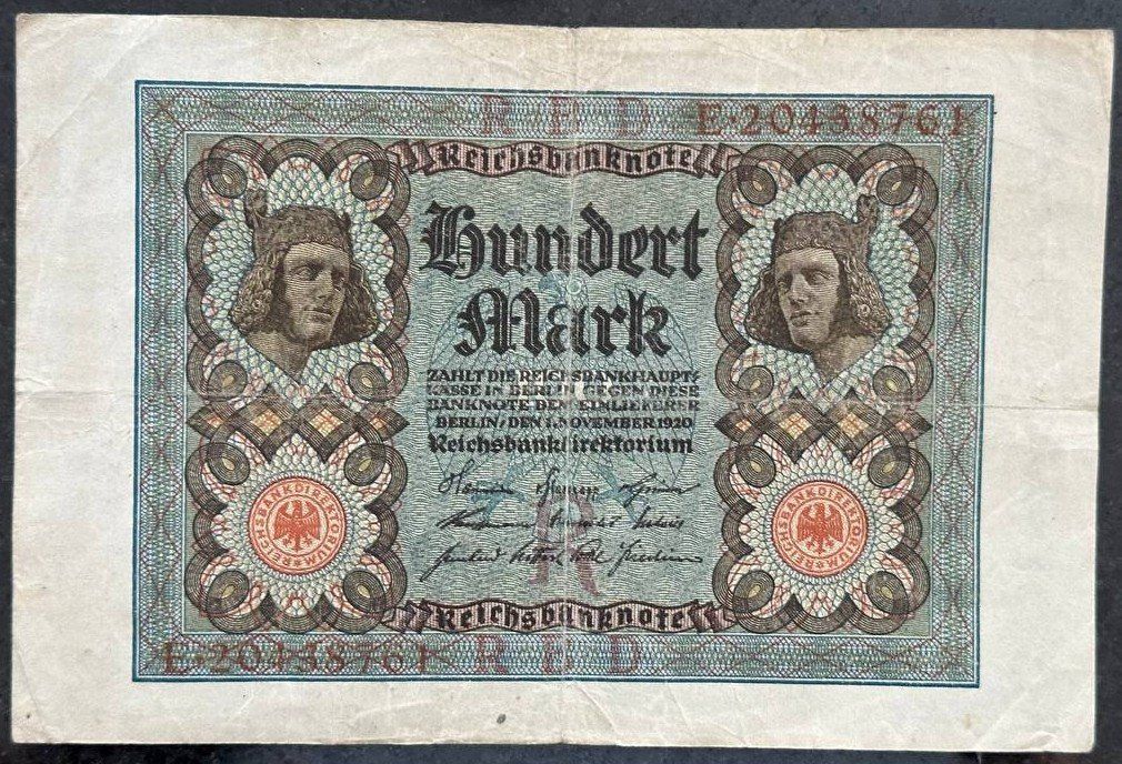 Banconote: Hundert Mark Reichsbanknote von 1920 – Usato da Beringen venduto da Mantafisch1