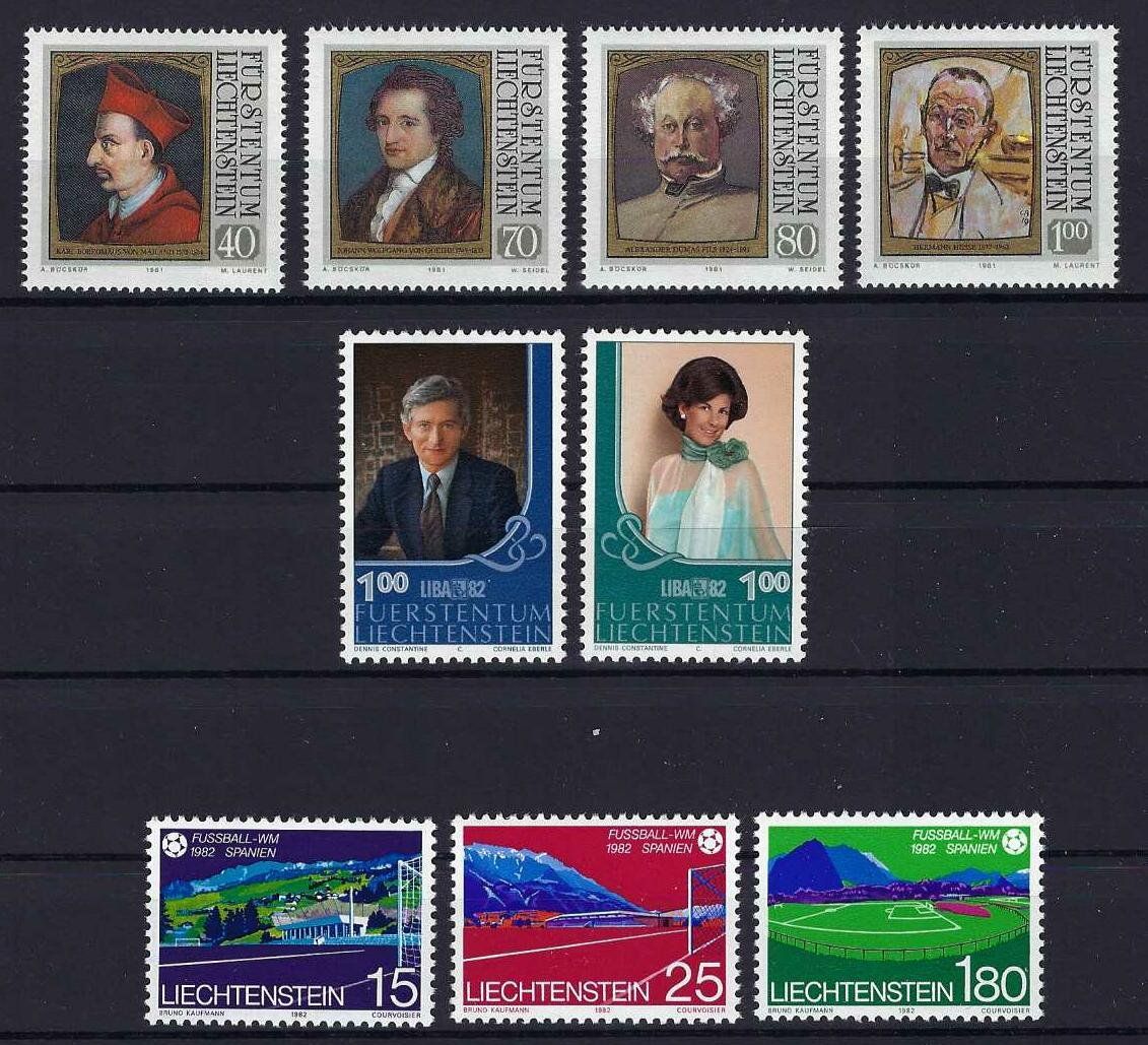 Tutti i francobolli: Lichtenstein 1981/82 gute und saubere Serien postfrisch – Usato da Hitzkirch venduto da walti1959