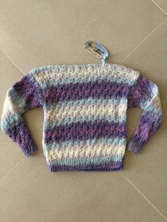 Handgestrickter Pullover Streifen Grösse 104-110 neu
