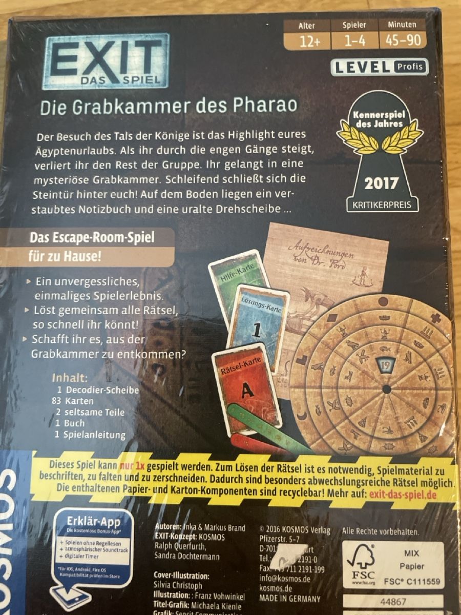 Kosmos Spiele: EXIT Die Grabkammer des Pharao – Neu und originalverpackt aus Horw von Amy28 1
