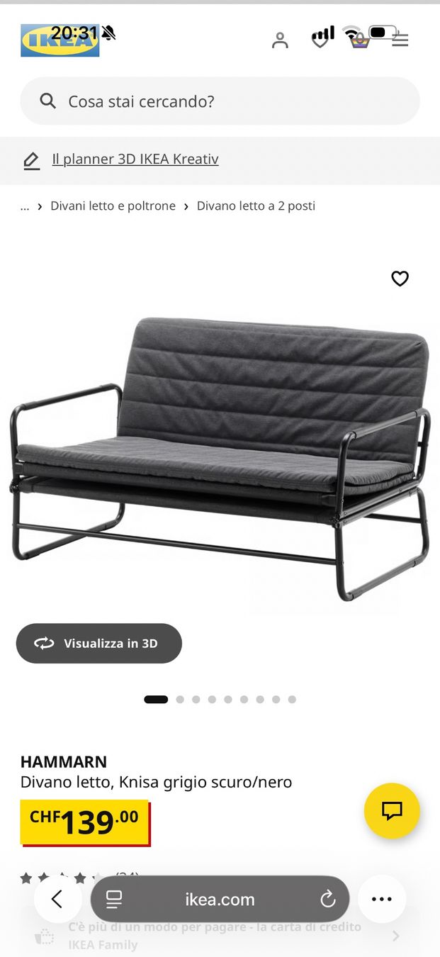 Sofas: HAMMARN Divano letto grigio scuro/nero 2 posti IKEA – Gebraucht aus Langnau am Albis von gio_5btm 1