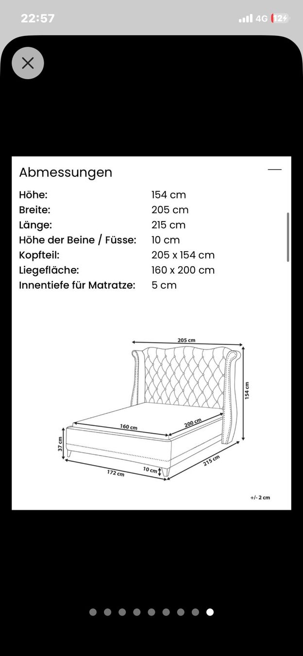 Lits: Bett mit Lattenrost 160 x 200 cm Grau – D'occasion à Schattdorf par wal_5l5t 8