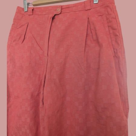 Vintage High-Waist Hose Koralle Kariert Gr. 44  Pleated 90er