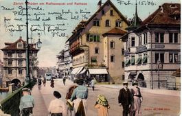 ZÜRICH Rüden - belebte Ansicht mit Tram