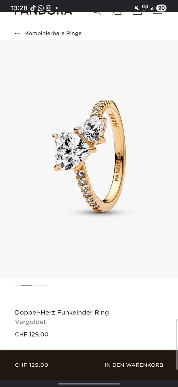 Pandora Bagues: Pandora Ring Doppelherz – D'occasion à Bern par lea_6xll 2