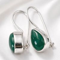 Jade Ohrhänger Silber 925 Sterlingsilber Ohrringe Paar  hv