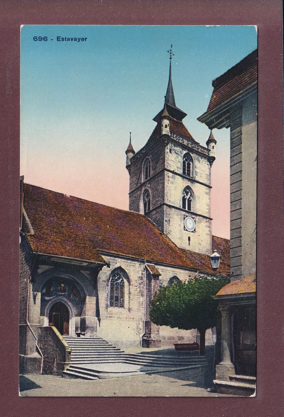 Cartoline postali: ESTAVAYER - Eglise – Usato da Pully venduto da nicecards