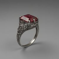 925 Silber Ring mit großem rotem Stein – vermutlich Rubin –