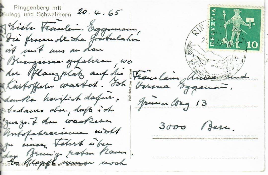 Cartoline postali: Ringgenberg – Usato da Hochdorf venduto da Ziegel-16 1