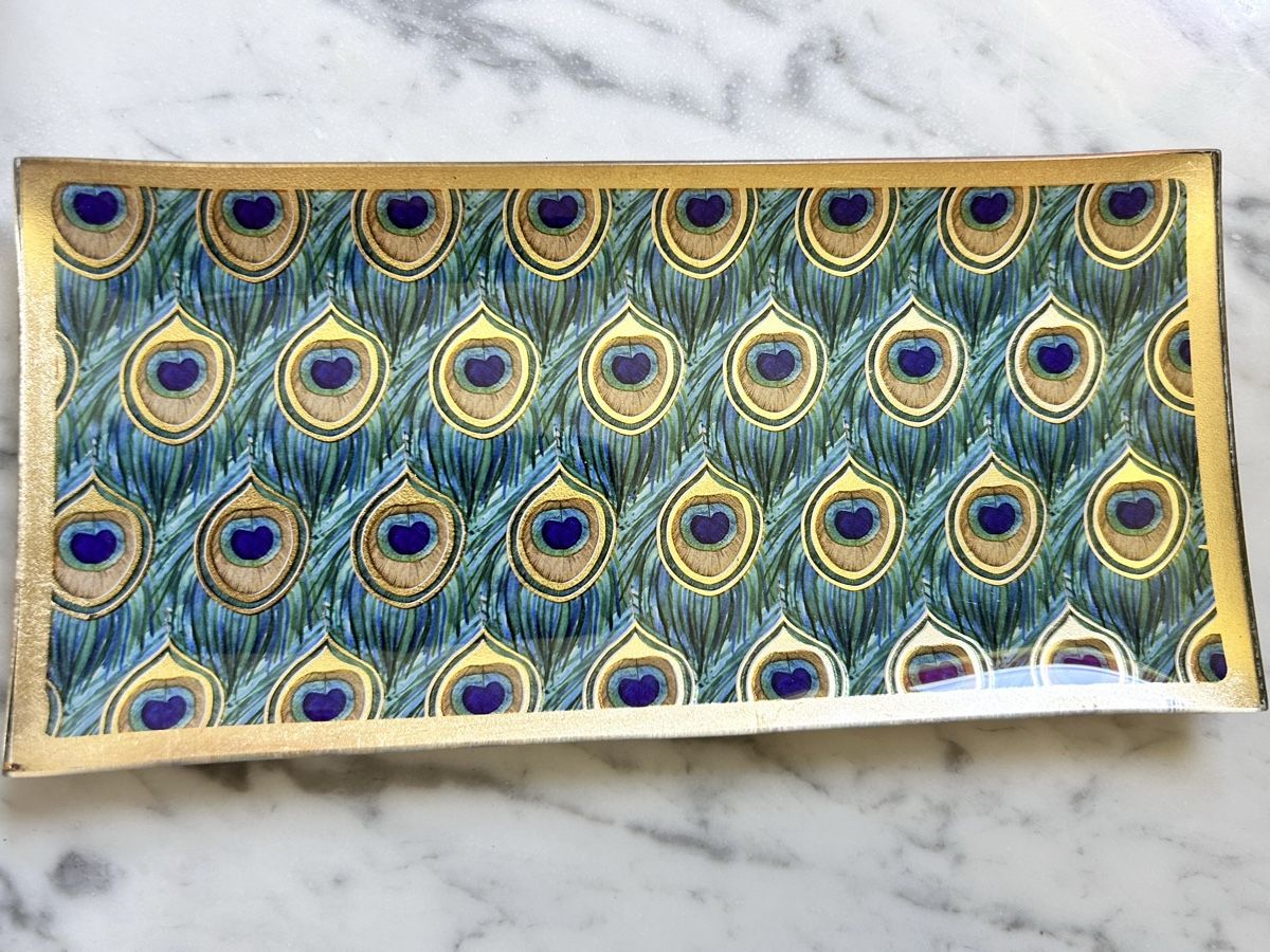 Piatti di portata: Peacock Feather Design Glass Tray – Nuovo (secondo la descrizione) da Biel/Bienne venduto da zit_v5yc