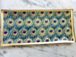 Peacock Feather Design Glass Tray