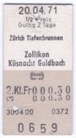 Billette ZH Tiefenbrunnen – Zollikon – Küsnacht - Goldbach
