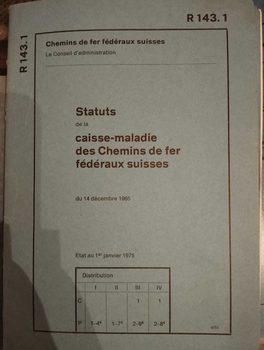 SBB/CFF/FFS Documenti: Règlement CFF, R143.1 – Usato da Courtelary venduto da mitounet