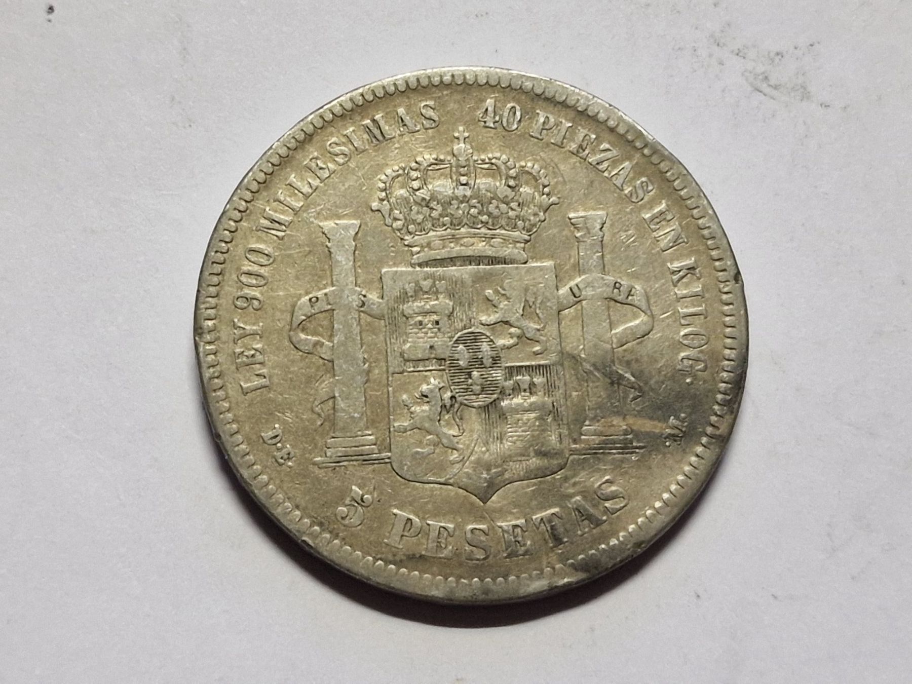 Tutti le monete: Spanien 5 Pesetas 1875 silber. – Usato da Zürich venduto da Moreira01 2