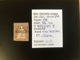1857-1862 Strubel 22G Stempel Weggis mit Abart und Attest