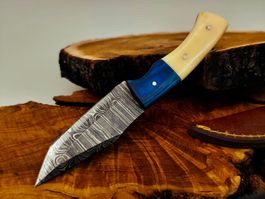 Geprüft! 1A Knife Faltenstahl DAMASCUS Damast Jagd Messer