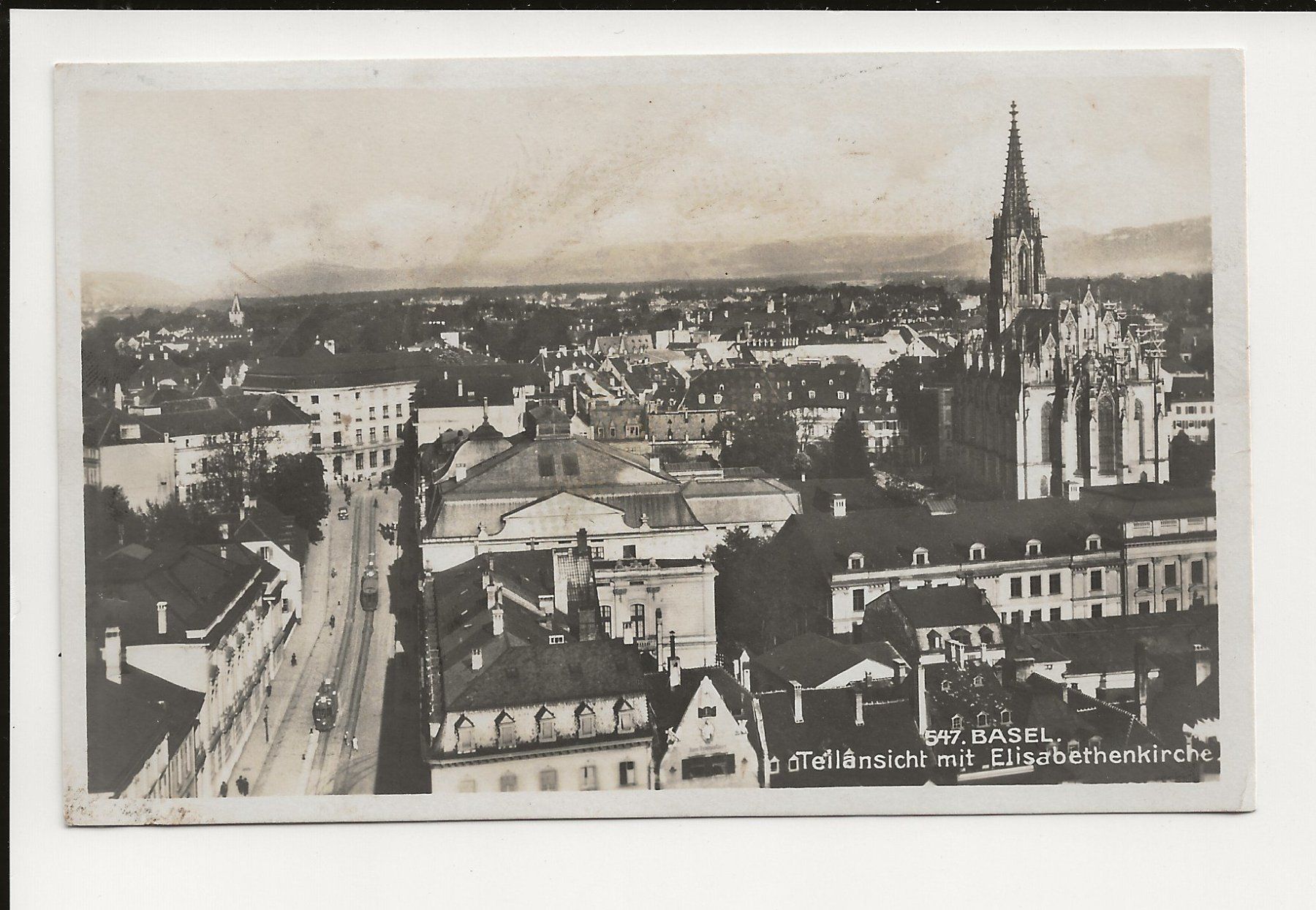 Ansichtskarten: AK ca.1930 Basel Teilansicht mit Elisabethenkirche – Gebraucht aus Greifensee von 315WDO