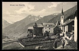 AK Guarda, Teilansicht und Bauern mit Hund