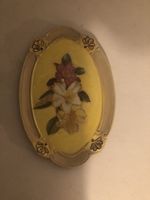 Wandbild Blumen oval mit Rahmen Beige Gelb guter Zustand