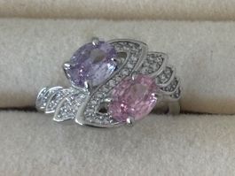 Luxus Elegante Gr.18:8 Ring Farbe:Silber/Rosa/Lilas zirkonia