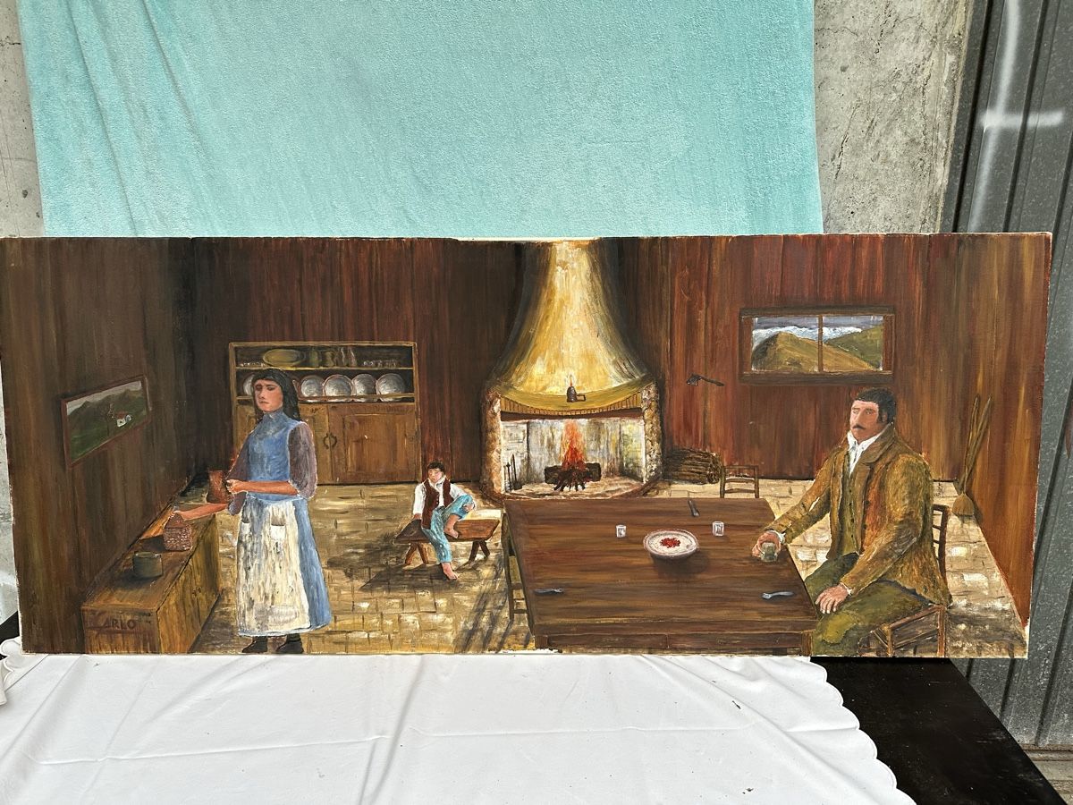 Dipinti: Tableau "Carlo" scène de vie, signé – Usato da Lausanne venduto da artnouveau04