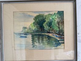 Ancien Vidy aquarell signé A.Pissotti