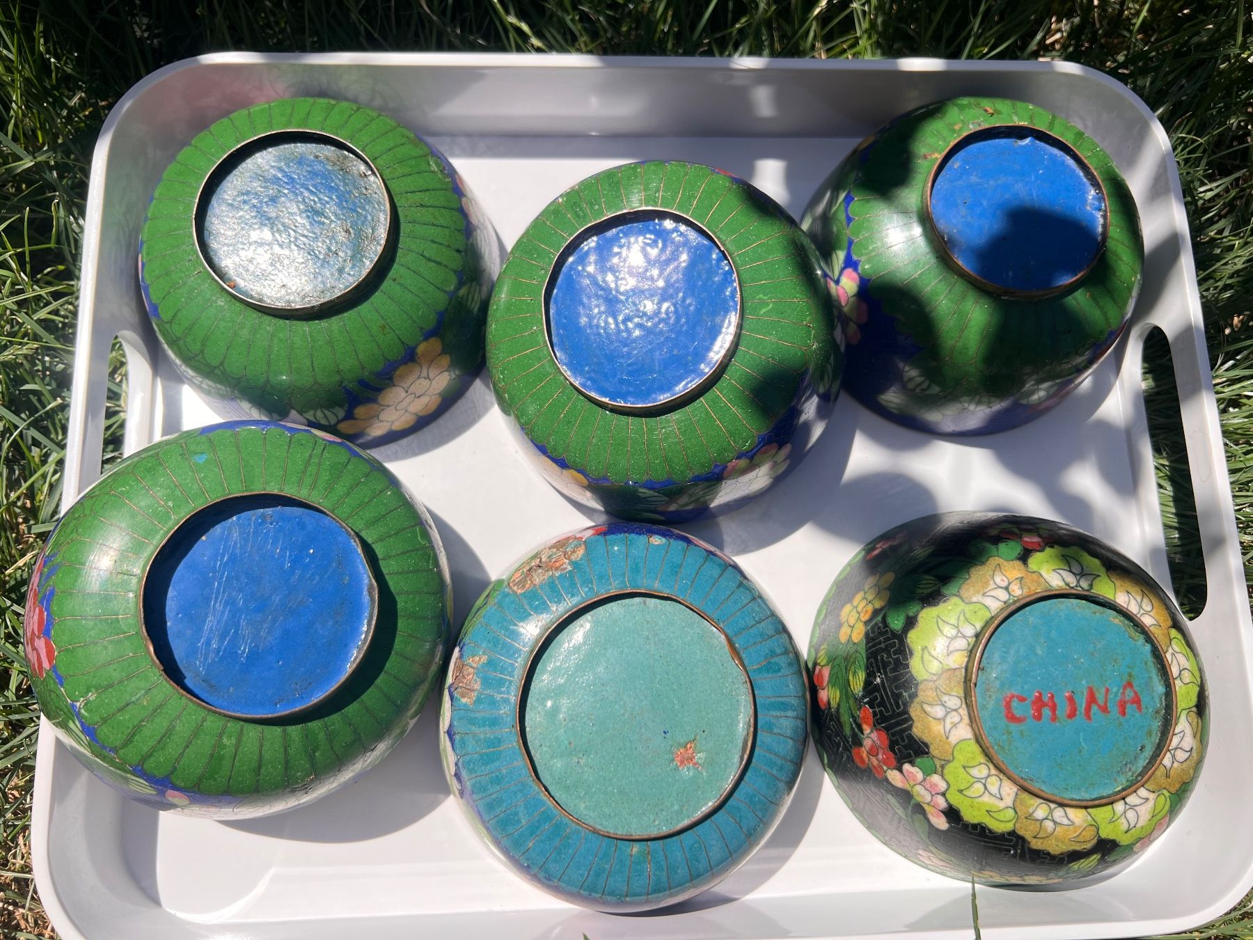 Ciotole: Antique brass enamel Chinese export bowls – Usato da Lausanne venduto da NYC67 5