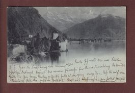 Château de CHILLON - Dents du Midi - Clair de lune - 1897