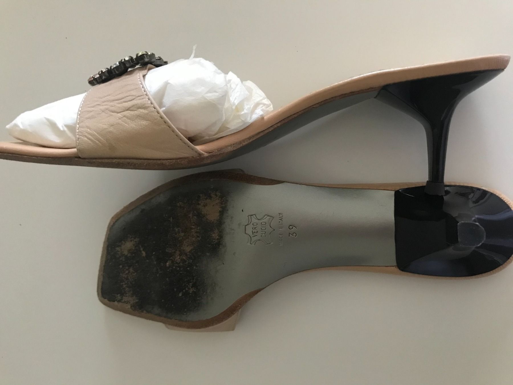 Damenschuhe: Sandales mules cuir, boucle strass T39 – Neu (gemäss Beschreibung) aus nyon von Lbabi 9