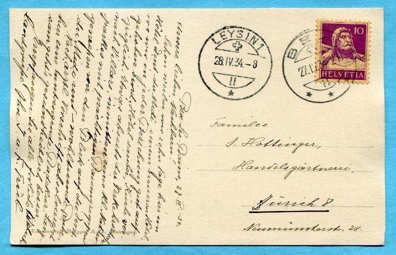 Cartoline postali: Bex-les-Bain 1934 - Hotel de la Dent du Midi – Usato da Opfikon venduto da Prophila 1