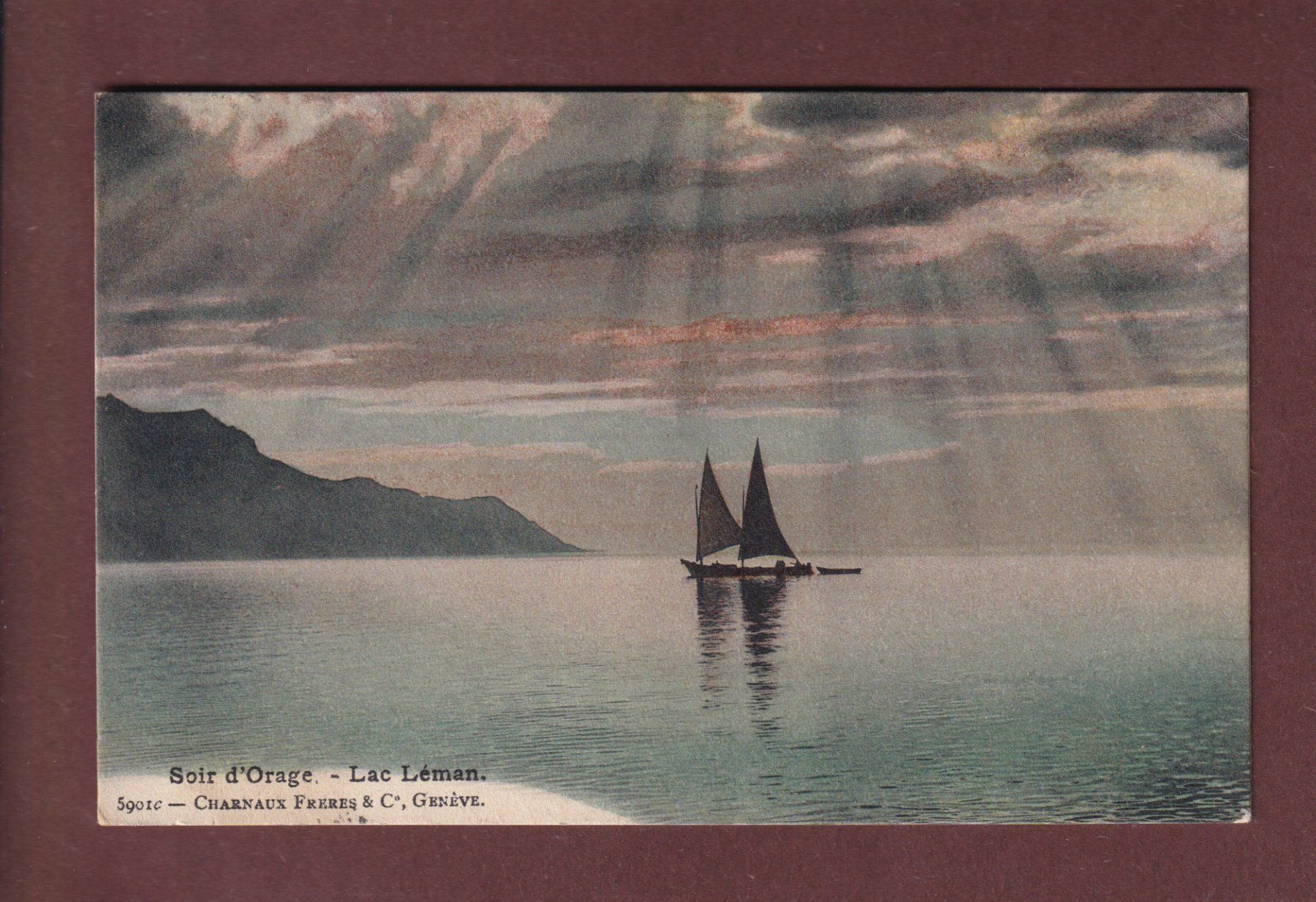 Ansichtskarten: LAC LEMAN - Soir d'Orage - 1907 – Gebraucht aus Pully von nicecards-shop