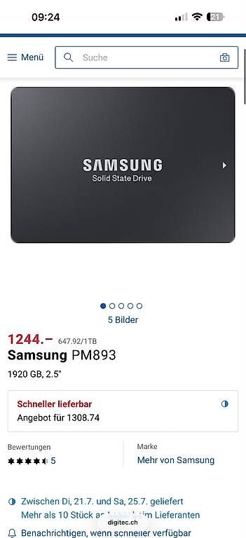 Samsung Disques durs: Samsung PM893 – Neuf avec emballage d'origine à Aeugst am Albis par tbc_swiss 1