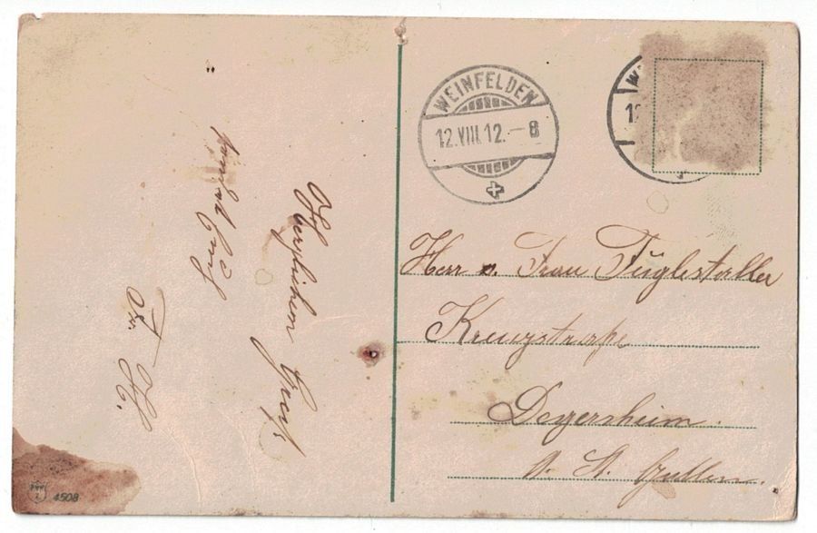 Cartoline postali: Weinfelden, Schloss, gelaufen 1912 – Usato da Frauenfeld venduto da POML 1