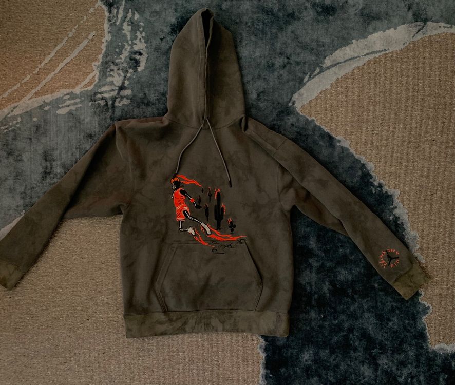 travis scott jordan washed suede hoodie olive