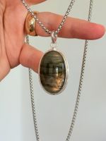 Collier vintage avec pendentif pierre naturelle Labradorite✨